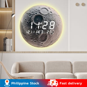 💥Dream Best🔥 LED Mars Wall Clock Digital Round Electronic Wall Clock Multi-function Calendar Temperature Display Decoration 30*30cm