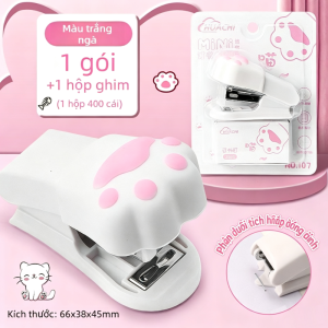 Ghim bấm mini mèo paw 3 màu - Tặng 400 kim - Có rút kim - Bấm 10-20 tờ - Đồ dùng học tập văn phòng - Quà tặng dễ thương