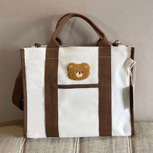 Túi Xách Bỉm Sữa UpUpFour Đựng Đồ Cho Mẹ Và Bé Thêu Gấu Nâu Đa Năng Nhiều Ngăn Phong Cách Hàn Quốc