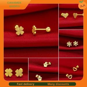 ❣️❣️❣️ 2pcs Fashion Stainless Steel Frosted Four-leaf Clover Stud Earrings For Women Hypoallergenic Screw Cartilage Helix Earrings Gifts