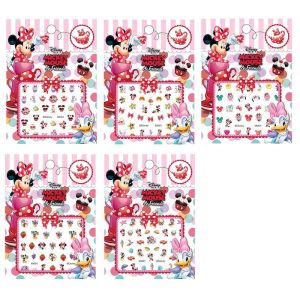 DENOSWIM 5Pcs Kids Princess Nail Stickers Frozen Alisa Barbies 3D Design Nail Art Sticker Children Girls Toys
