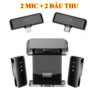 Micro thu âm S51 thế hệ mới chip AI lọc âm tự động âm thanh to rõ - 2 mic + 2 đầu thu (Type C và Lightning)
