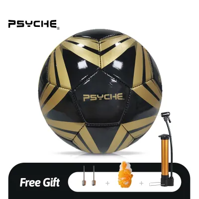 Psyche Soccer Ball Leather Football Official Size 5 Classic Outdoor Sports (With Free Pin、 Net、Pump)