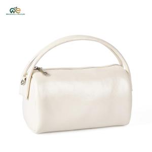 PU Leather Cylindrical Bag Adjustable Shoulder Strap Simple Crossbody Bag Large Capacity for Women Dating Shopping Outing [Winnereco Lifestyle]