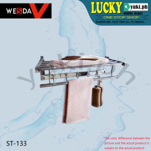 ST133 WESDA TWO LAYER TOWEL RACK WITH 5 HOOKS (SCREW TYPE)