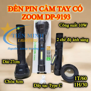 Đèn Pin Cầm Tay Có ZOOM DP-9193A (10W) 3 Chế Độ Sáng Có Đèn Led Bên Hông