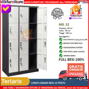 Lemari Loker Locker Cabinet 12 Pintu Full Besi AKL 12 Locker Besi Karyawan Gym Fitness