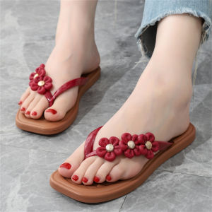 New Cute Womens Flip-Flops Trendy Floral Slippers Suitable for Outdoor and Indoor Wear Rubber Non-Slip Sole Comfortable Slip-On Flip-Flops 065523