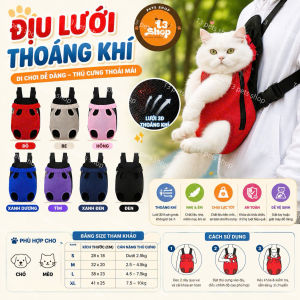 túi địu basic chất liệu vải lưới thông thoáng dành cho chó mèo - T3 PETS SHOP