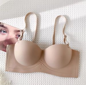Leeshine Seamless Bra Push Up Underwear Women Small Chests Gathered Bra Without No Steel Ring Strapless Tube Top