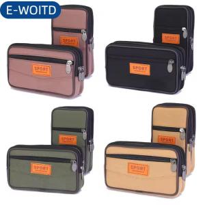 E-WOITD Ví Ví Hai Lớp Người Đàn Ông Điện Thoại Túi Vành Đai Pouch Ngang Điện Thoại Di Động Pouch Vải Người Đàn Ông Giản Dị Eo Gói Thể Thao Ngoài Trời