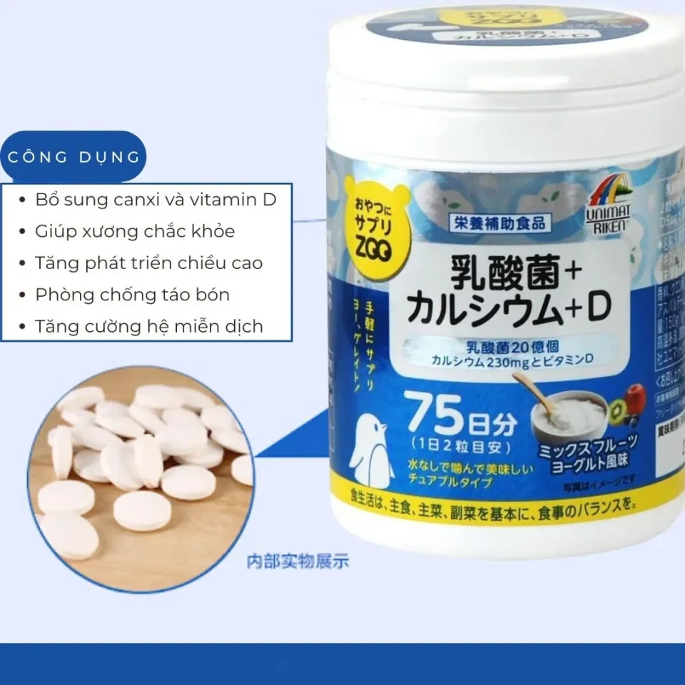 Kẹo bổ sung Canxi và Vitamin D hương vị trái cây Unimat Riken 150 viên cho  bé | Lazada.vn