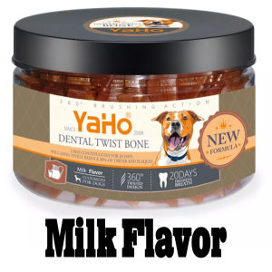 Yaho Dental Twist Stick Dog Treats Dental Chew Treats 165g (Beef/Chicken/Milk/Mixed Flavor)