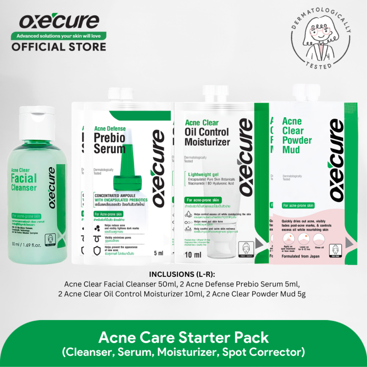 Oxecure Acne Care Starter Kit Cleanser Powder Mud Serum Moisturizer Lazada Ph 7710