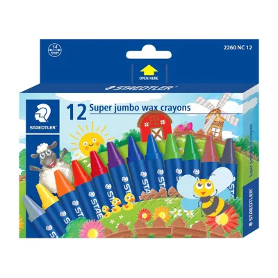 Staedtler Wax Crayon 12 Colour Super Jumbo 2260 NC12