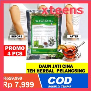 HEMAT ISI 4 BUNGKUS - Teh Pelangsing Perut - Teh Jati Cina Pelangsing - Teh Peluntur Lemak Daun Jati Cina