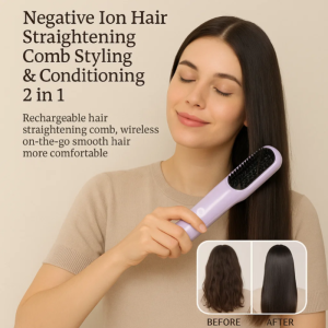 Wireless Hair Straightening Comb Negative Ions No Hair Damage Portable Curling Iron Straight Hair Clip Straight Curling Dual Purpose Fluffy Artifact负离子直发卷发梳
