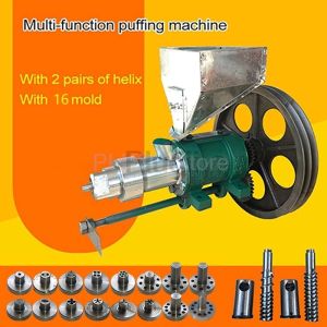 16 Use Snack Extruder 25Kg/h Rice Corn Food Extrude Puffing Machine Twisted Hollow Stick Solid Crispy Popper Bulking Machine