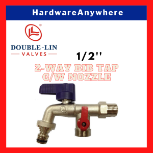 2 Way Garden Tap Ball Valve Faucet Handle with lock BibCock 1/2 Inch [Double-Lin valves]
