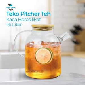 Teko Kaca Teh Pitcher Borosilicate Glass 1.6L Tea Pot Tahan Panas Jumbo