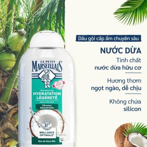 [250ml] Dầu gội hữu cơ LE PETIT MARSEILLAIS Dừa - Bạc Hà - Jojoba cấp ẩm phục hồi hư tổn dưỡng tóc mềm mượt giảm gàu ngứa ngừa dầu chống bết tóc