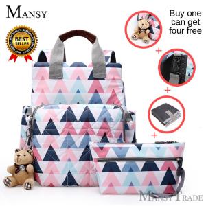 Mansy New Large capacity Mummy Bag Multi function Maternal and Child Bag Shoulder Bag Fashion Colorful Printing Diaper Bag (Buy One Can Get Four Free)