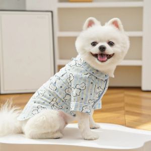 OUTOPEN Cartoon Animal Pattern Puppy Cotton Shirt Breathable Comfortable Dog Pajamas Cute Soft Pet Sleepwear Spring