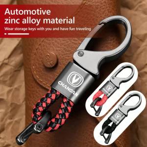 secr Car Keychain Metal Woven Leather Key Ring Accessories for Changan CS75 PLUS CS55 PLUS CS35 CS95 Eado Alsvin 6B2Z9