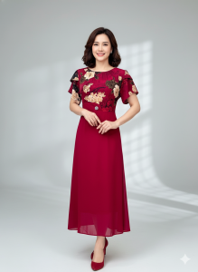 SALE BỎ MẪU - Đầm Trung Niên Trẻ Trung Thiết Kế Trang Nhã Thanh Lịch Sang Trọng Đi Tiệc Cho Bà Cho Mẹ U40 U50 tm1873