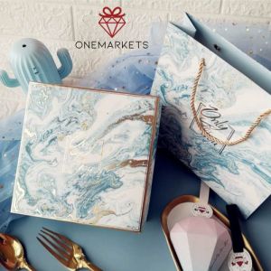 Giftbox Marble Biru - Kotak Kado Hampers - Kotak Souvenir GB048