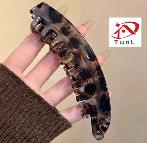 Stock no.174，1pcs Banana Hair Clip for Women High-Grade Hair Accessory with Tortoise Shell Pattern for Ponytail Hairstyle