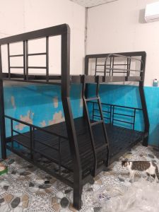 Giường tầng sắt hộp vuông gia đình trẻ em màu kem sơn dày tĩnh điện cao cấp đủ kích thước freeship HCM