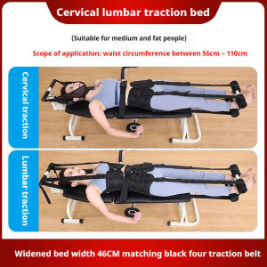 Multifunctional Lumbar Spine Traction Bed 46cm Cervical Tpy Stretcher with Auxiliary Belt Body Spine Correction Traction Device for Home Physical Pain Relief Tpy Use