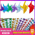 【Ready Stock】100Pcs Plastic Pinwheels Fiesta Flag Party Supply for Home Garden Indoor Outside Decoration. 