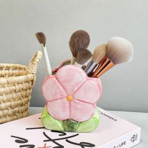 Flower pen holder makeup brush bucket desktop storage item office stationery storage tube