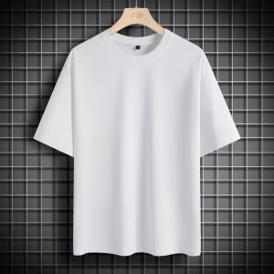 Summer mens short-sleeved T-shirt round neck casual street fashion tops black T-shirt white T-shirt