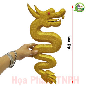 Phôi Rồng Bằng Xốp Loại To Kích Thước 19 x 43 cm Dày 25 Cm Điêu Khắc 2 Mặt Phủ Nhũ Kim Tuyến Vàng Lấp Lánh Thích Hợp Dùng Trang Trí Tháp Oản Tài Lộc Mâm Hoa Quả Bày Lễ Tứ Phủ  Làm Đồ Thủ Công DIY Decor