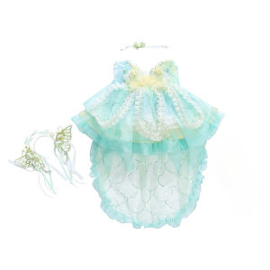 Girl flower fairy green Lolita Princess Dress Summer kids Strap Dress Birthday Dress Performance Skirt set
