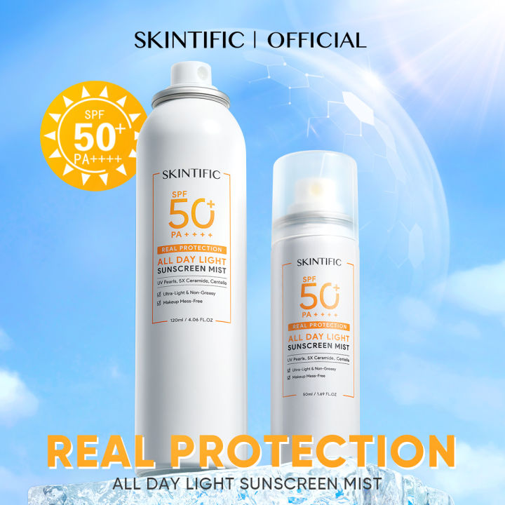 【Sunscreen Mist】SKINTIFIC All Day Light Sunscreen Mist SPF50 PA++++ Sunscreen Spray 120ML / SKINTIFIC Outdoor Sunscreen Spray SPF 50+ PA++++ 250 ML