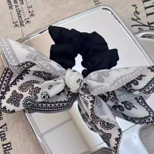 Bonnie Cathy Dây buộc tóc nơ hoa văn paisley phong cách vintage boho phụ kiện tóc thời trang kiểu Pháp cho nữ