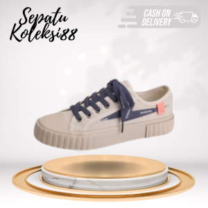 Sepatu Sneakers Kanvas Wanita Kasual Sport Shoes Warna Hitam Beige Sepatukoleksi 212