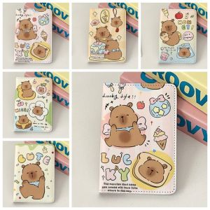 MENGLIANG Ultra-thin Capybara Passport Holder Cartoon PU Leather Credit Card Wallet Cute Multi-function Passport Bag Travel Accessories