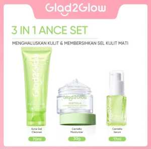 🩷 JAYA 🩷 GLAD2GLOW gel cleanser Bundle all in 1 - 2/3/4/5 pcs skincare paket Acne Acid Berjerawat produk love hijau mois salicylic wajah jerawat perawatan jerawat kit perawatan kulit skincare salicylic acid
