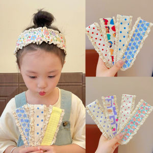 New Style Sticky Paste Headband French Floral Knitted Velcro Head Band Magic Paste Hairband