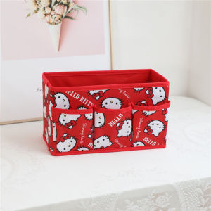 Christmas Gift Halloween Sanrio Non-Woven Fabric Pu Foldable Storage Box Hello Kitty Kawaii Cartoon Kuromi Cinnamoroll Multiple Styles with Grid Division