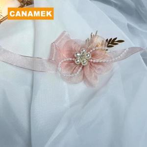 【CANAMEK】 Elegant Sweet Bridesmaid Bracelet Wedding Wrist Corsage Aestheticism Ribbon Flower Bride Wrist Jewelry Accessories