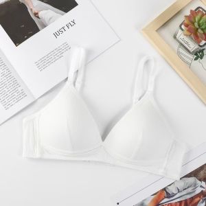 Women Cotton Bra Simple Bra with Adjustable Strap Non-Wire Thin Padded Bra for Girls