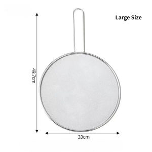 Kitchen Stainless Steel Oil Splash Proof Mesh Cover Heatproof & Easy Clean Splatter Screen with long handles Oil Splash Guard - |Cooking Pan Oil Proof Cover
