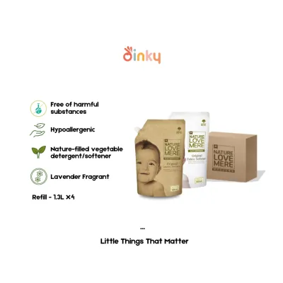 4X Refills = 5.2L Bundle | Nature Love Mere - Korea Baby Laundry Detergent / Softener | Natural Premium Cleaning agent | Hypoallergenic