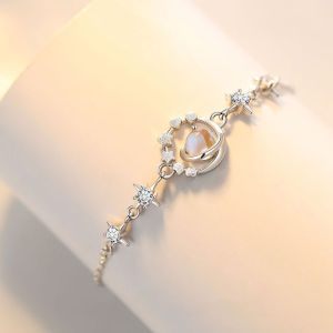 NEW European S925 Sterling silver AAA CZ Moonlight Stone Planet Bracelet Chain For Women Birthday Party Gift Jewelry